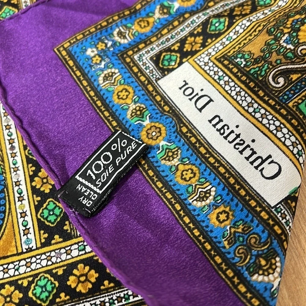 Christian Dior Rare Vintage 55” x 53” Extra Large Silk Shawl Wrap Scarf